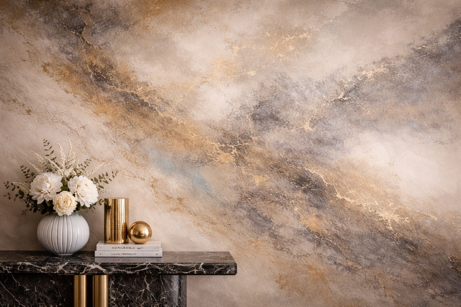 藝術塗料完工那天，這個牆面再也沒被掛過東西